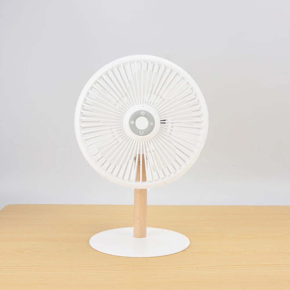 5v USB Chargeable Mini Personal Wooden Remote Control Ceiling Led Soft Light Lamp Desk Fan Small Table Fan with Lamp