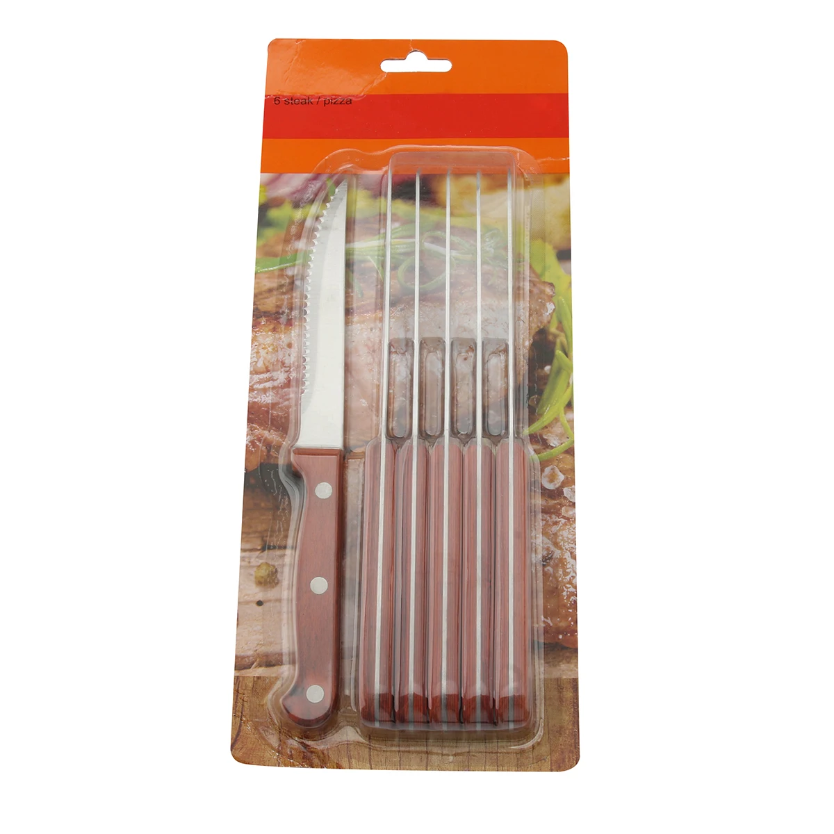 ST-5504 Stainless Steel 6Piece Kitchen Tools Steak Knives Set With Color Wood Handle