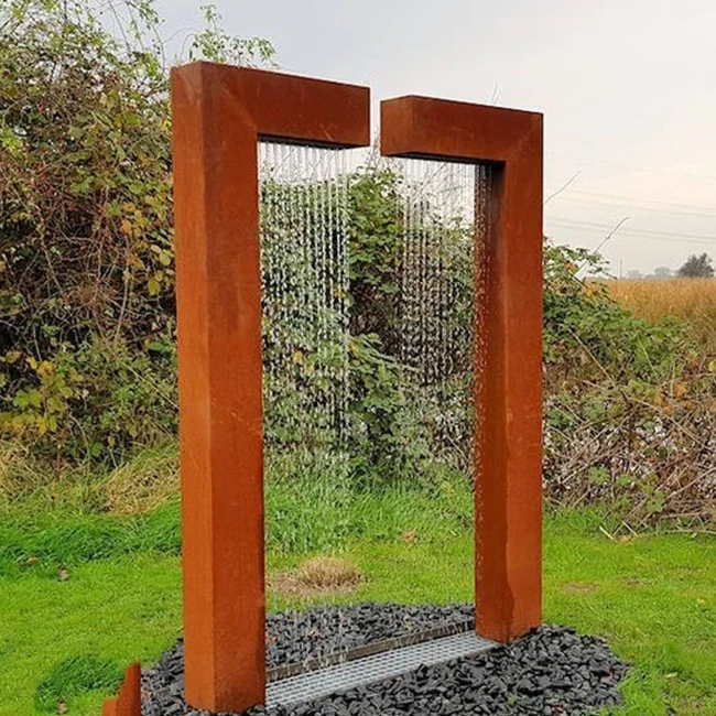 Factory Customize Garden Ornaments Steel Rain Curtain Outdoor Corten Steel Water Features