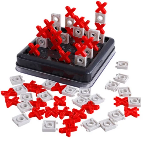 New educational toys interactive mini games 3D XO play chess party game brain training plastic tic-tac-toe chess game