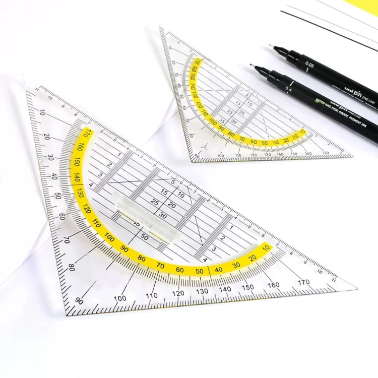 3 шт. многофункциональная переносная пластиковая треугольная линейка с геометрическим рисунком