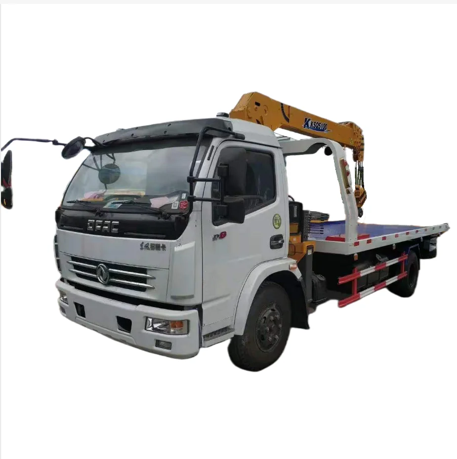 Dongfeng 4x2 5 тонн бортовой эвакуатор с гидравлическим стреловым краном