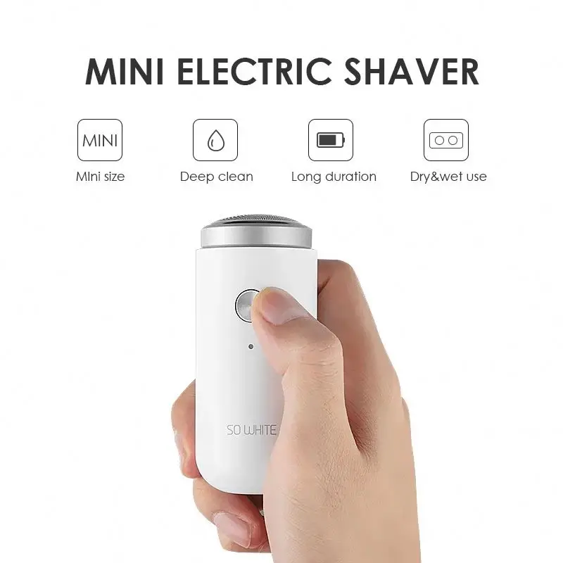 SOOCAS PINJING ED1 Mini Electric Shaver SO WHITE Short Beard Cutter Razor USB Rechargeable Portable Beard Trimmer Washable Men