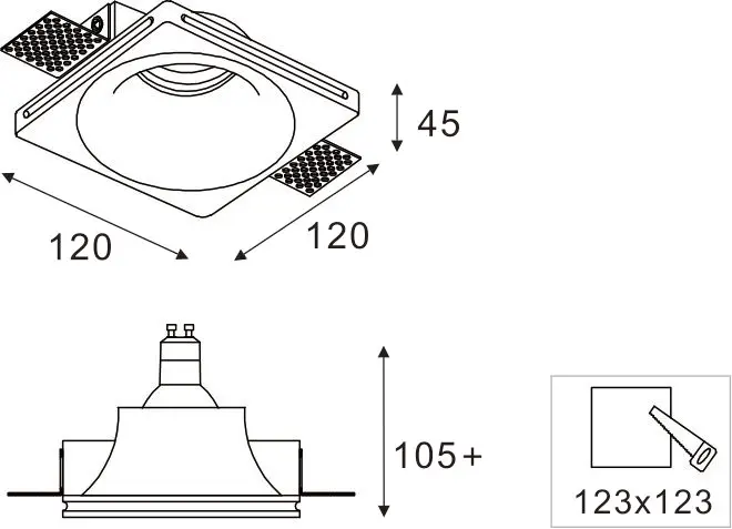 
GDLED IP20 Plaster Down Lighting, Gypsum Recessed Trimless Spot Light for Home 