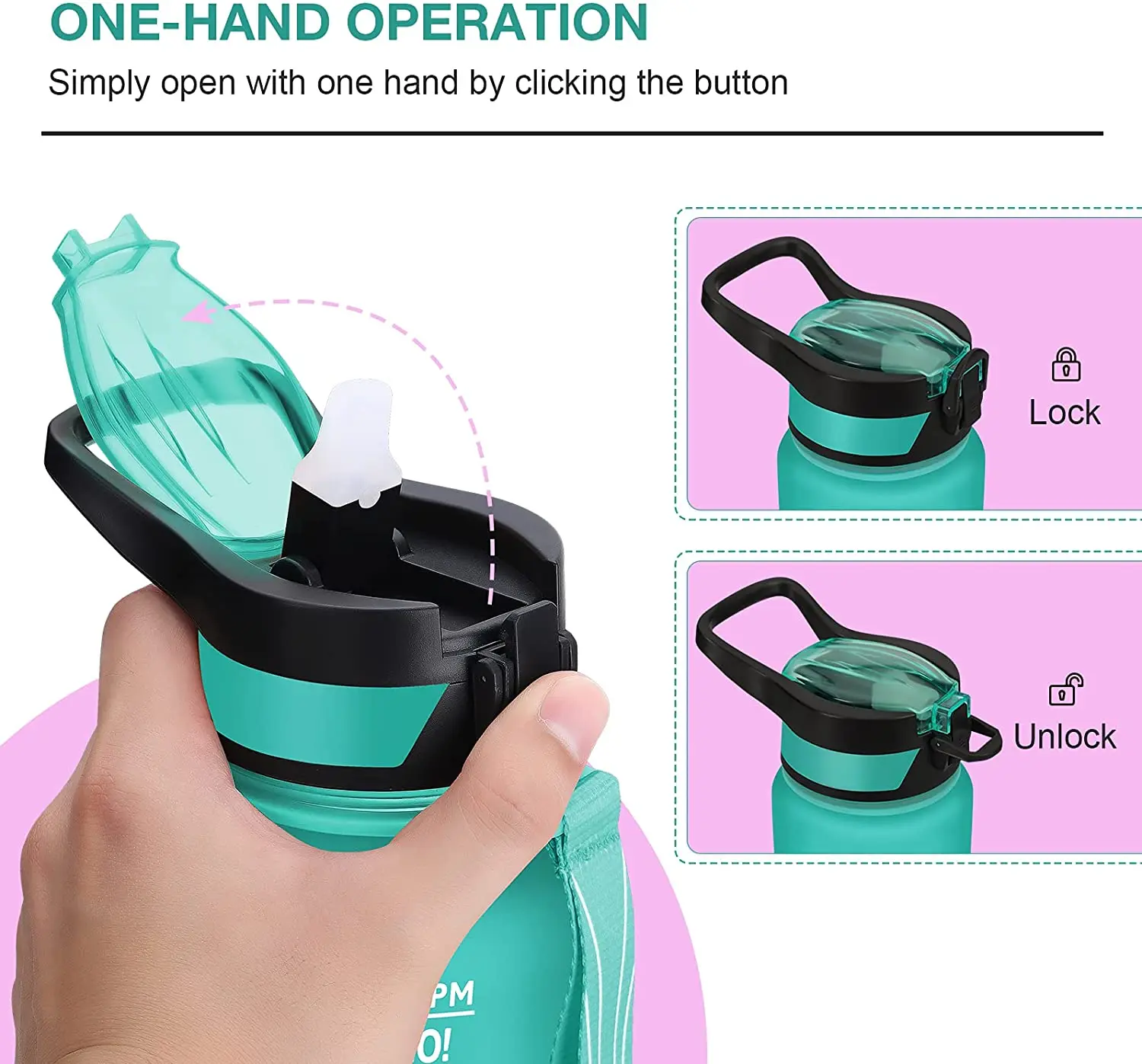 2023 Gradient Plastic Cup 1000ml Tritan Space Cup Bounce Lid Frosted Straw Cup With Time Scale