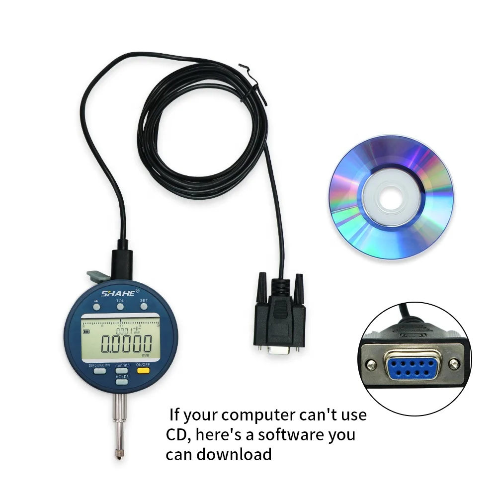 SHAHE NEW Metric/Inch 0-12.7 mm 0.0005mm Electronic Indicator with Rechargeable Battery Waterproof Digital Dial Indicator