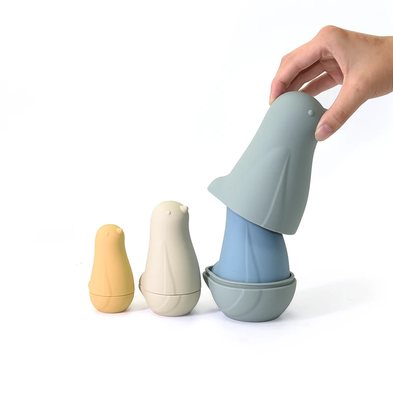 Wosilicone Bird Nesting Doll BPA-free Silicone Stacking Toys for Kids Russian Matryoshka for Boys Girls Birthday Gifts