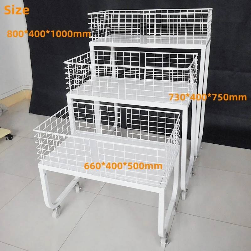 Store Folding Promotion Desk Table Snack Drink Bottle Product Accessories Storage Basket Risers Ladder Metal Display Stand Rack