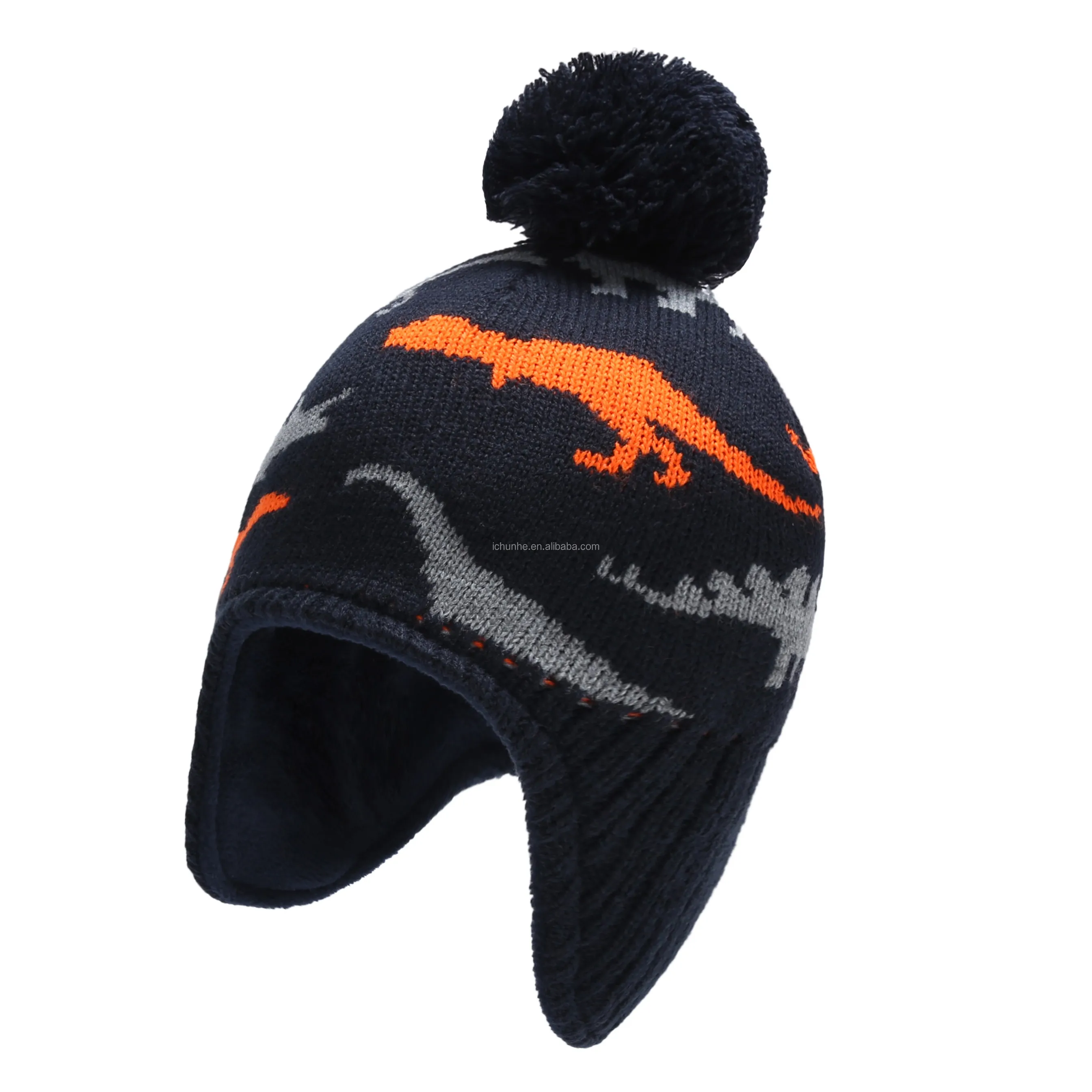factory Kids Beanie Hat for Boys Girls Pom-pom Kint Hats Cozy Lining Winter Skull Cap Babies Knit  hat