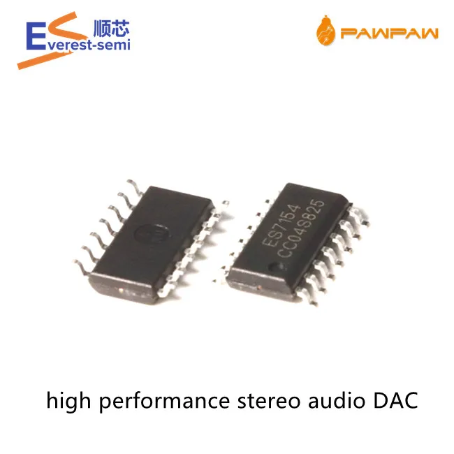Everest-Semi  low cost 14-pin stereo audio DAC chip ES7154 24-bit SOIC-14 with 2 Vrms Output