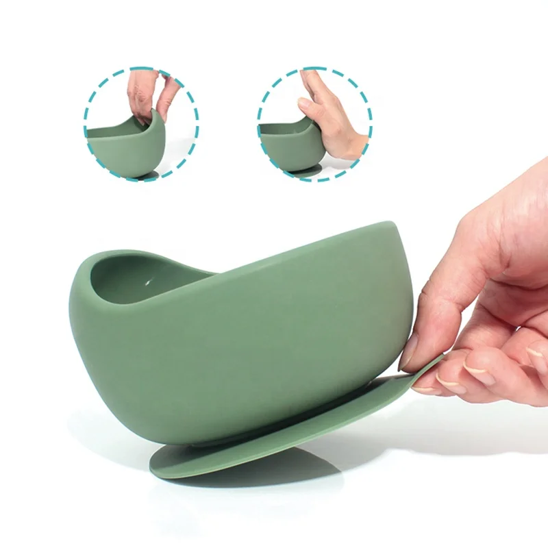New Non Anti Spill Bpa Free Cute Matching Silicon Feeding Silicone Suction Baby Bowl With Suction For Baby