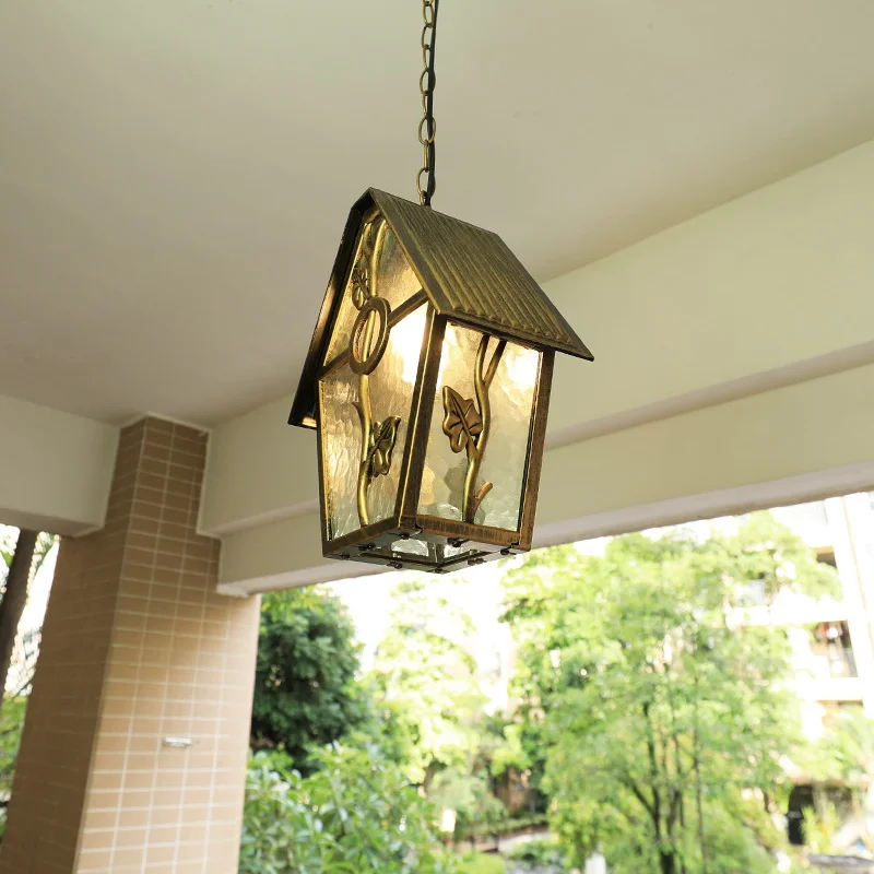 Outdoor retro Rustic Metal loft Vintage industrial aluminium glass Antique waterproof LED Outdoor Chandelier  Pendant lamp