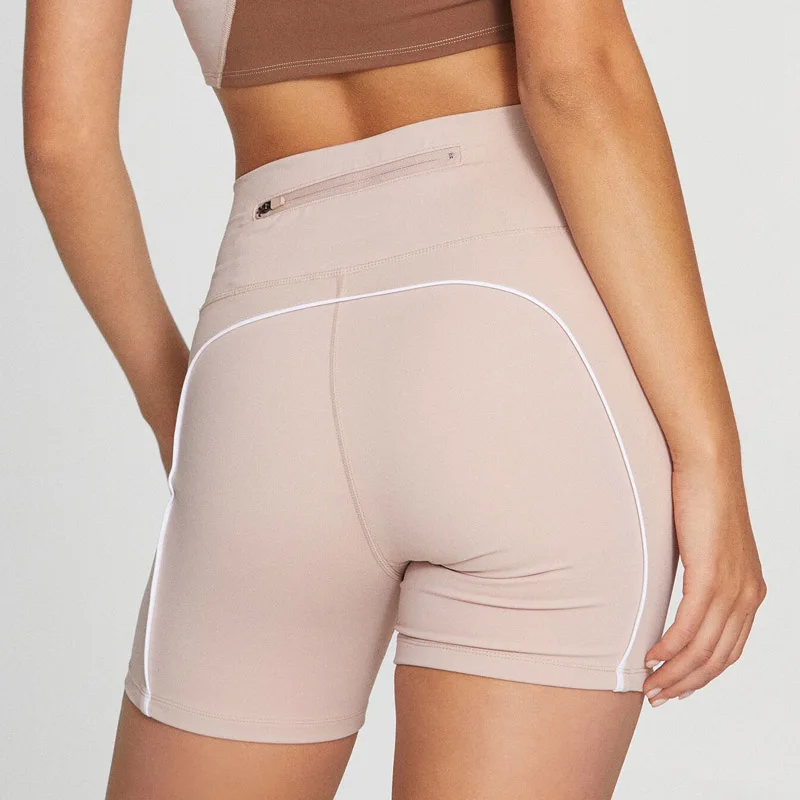 high stretch high waist woman custom fitness sport cropped leggings biker shorts with hidden pocket