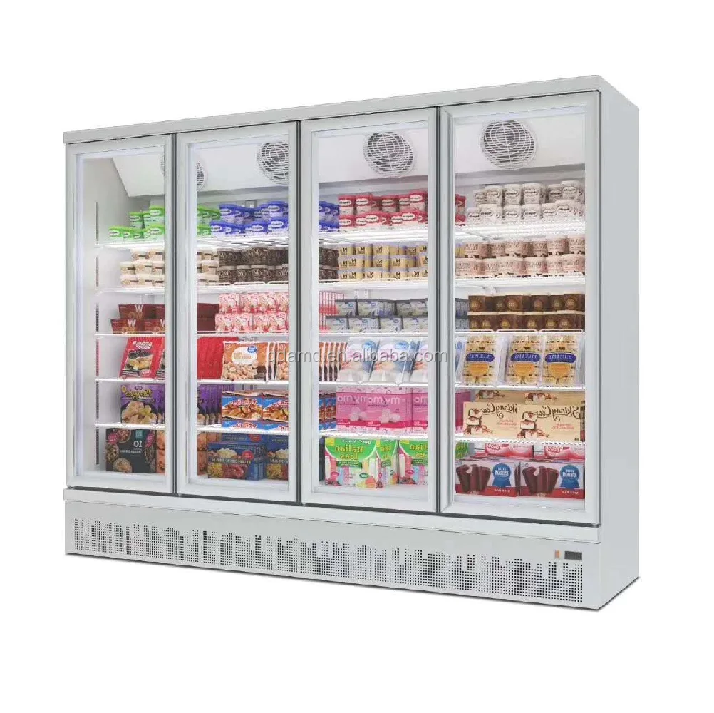 Upright 4 door icecream freezer frost free showcase for supermarket display