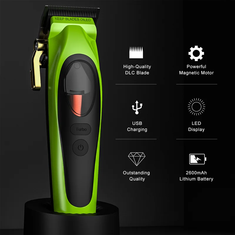 PRITECH New Magnetic motor 9000rpm high-speed haircut professional hair clipper for men with DLC