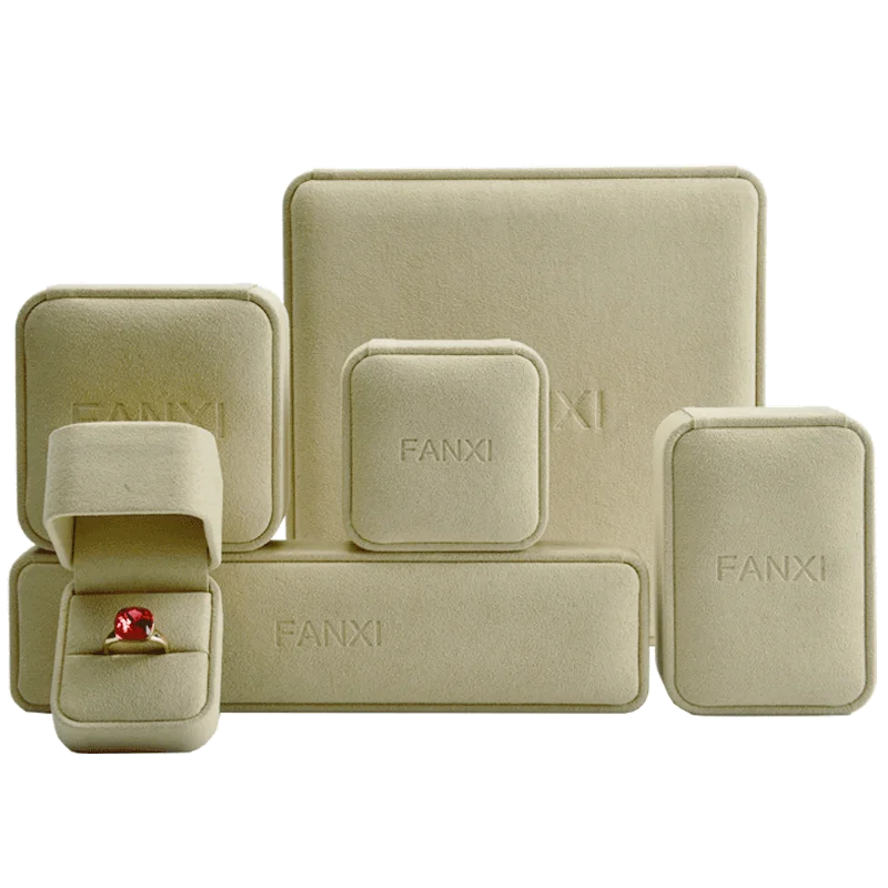 FANXI  Custom Logo Luxury Small Black Pink Soft Flannel Jewelry Box Gift Packaging Case Velvet Necklace Ring Boxes