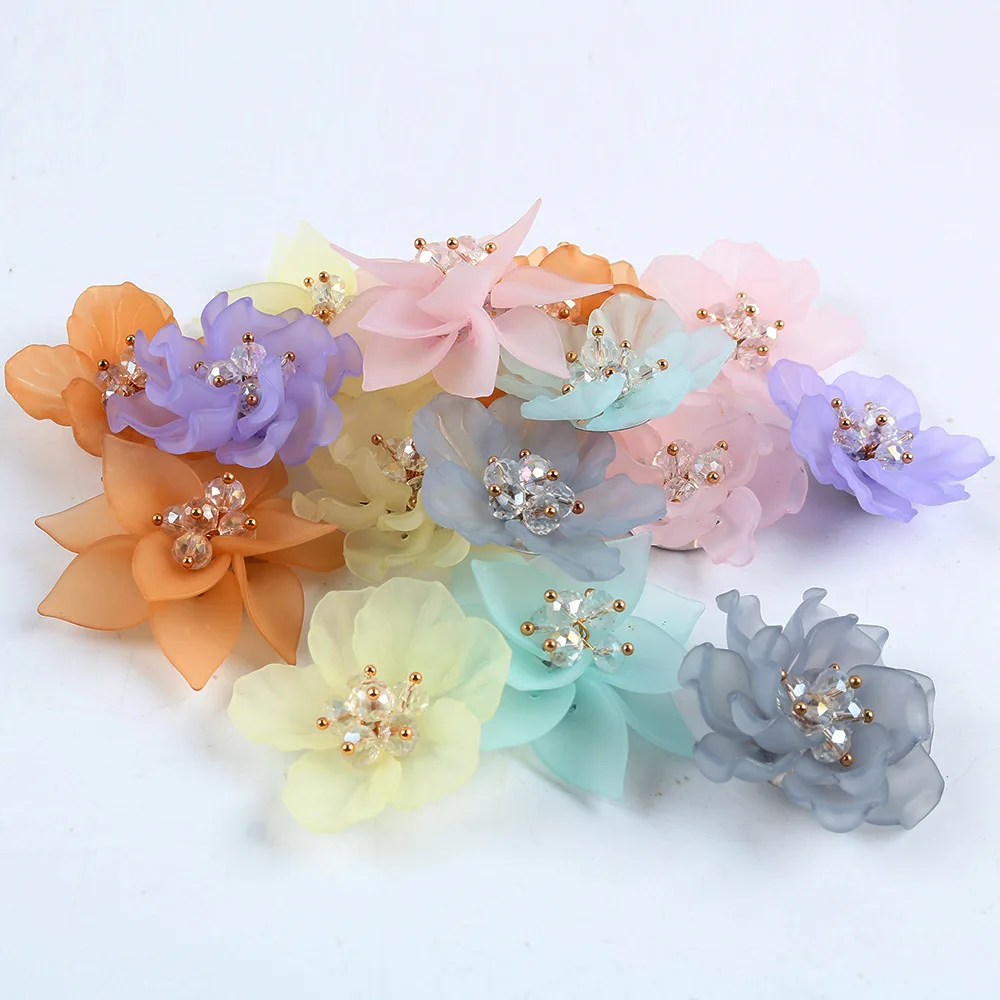 New Fashion Transparent Big White Flower For Women Jewelry Elegant Gift  Bijoux For clothing  hats bags shoes