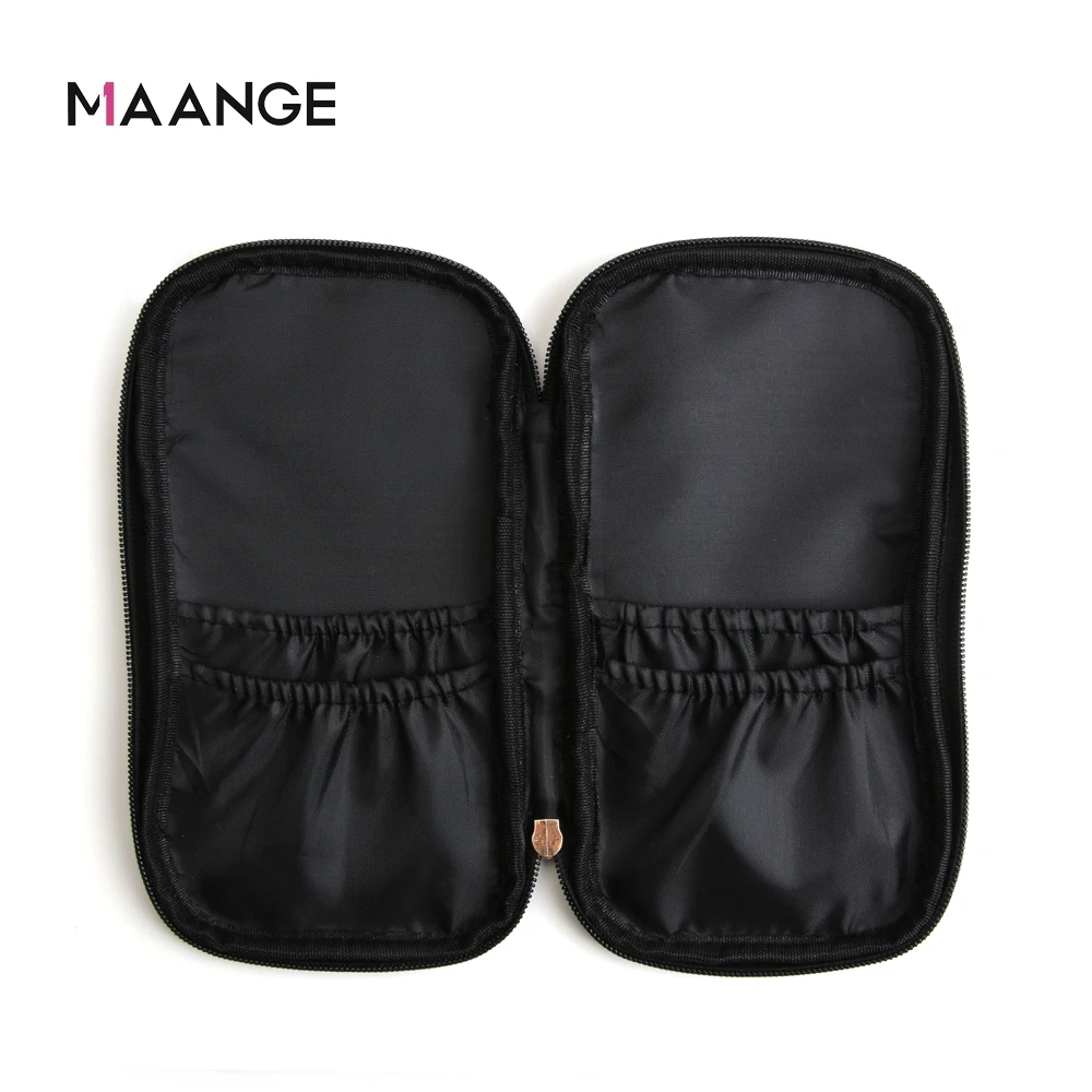 MAANGE Stand Up Makeup Brush travel  Organizer Storage Holder Handbag  Bags Zipper Waterproof  Black Nylon Makeup Cosmetic Bag