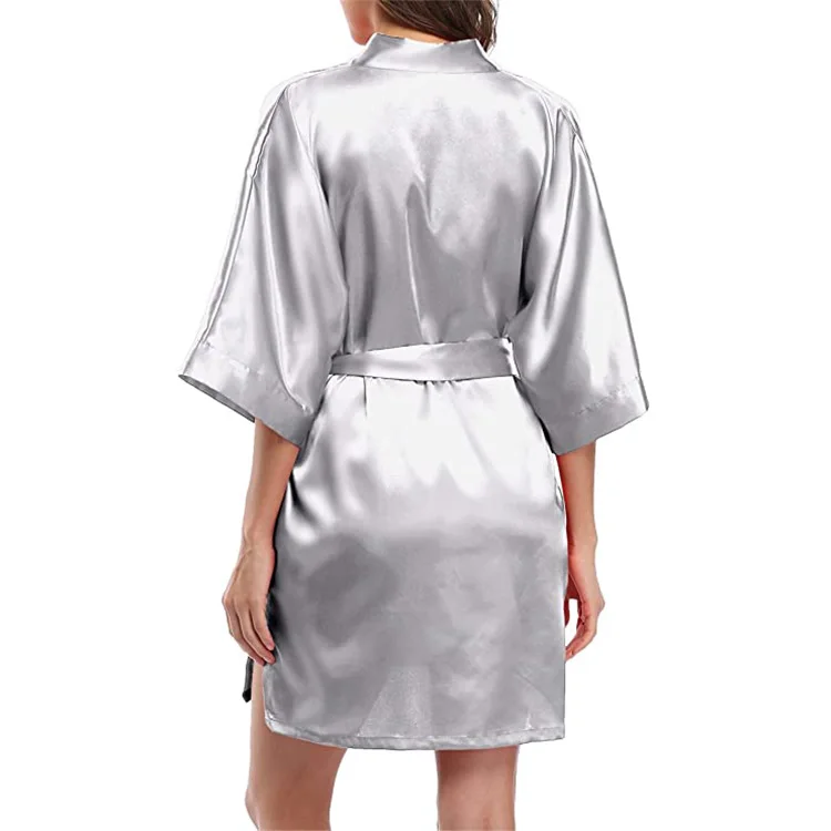 Wholesale Satin Kimono Belted Bridesmaid Party Silk Spa Short Sleeve Wedding Robe