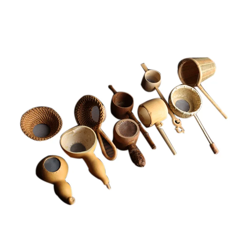 Japanese Tea Ceremony Bamboo Woven Tea Strainer Meng Zong Bamboo Root Spoon Filter Carved Paper Basket Japanese Tea Leaking Set