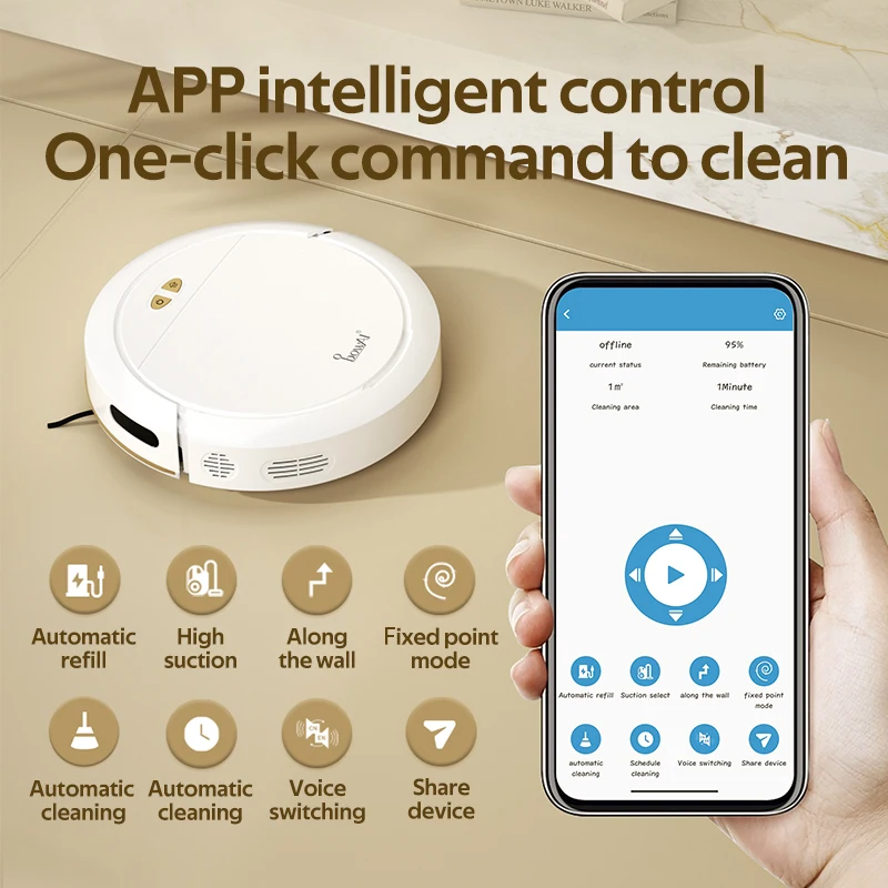 App-controlled Smart Robot Vacuum Mop Self-charging 4000 Pa Robotic Cleaner For Daily Home Cleaning Dry Function Vacuum Cleaner