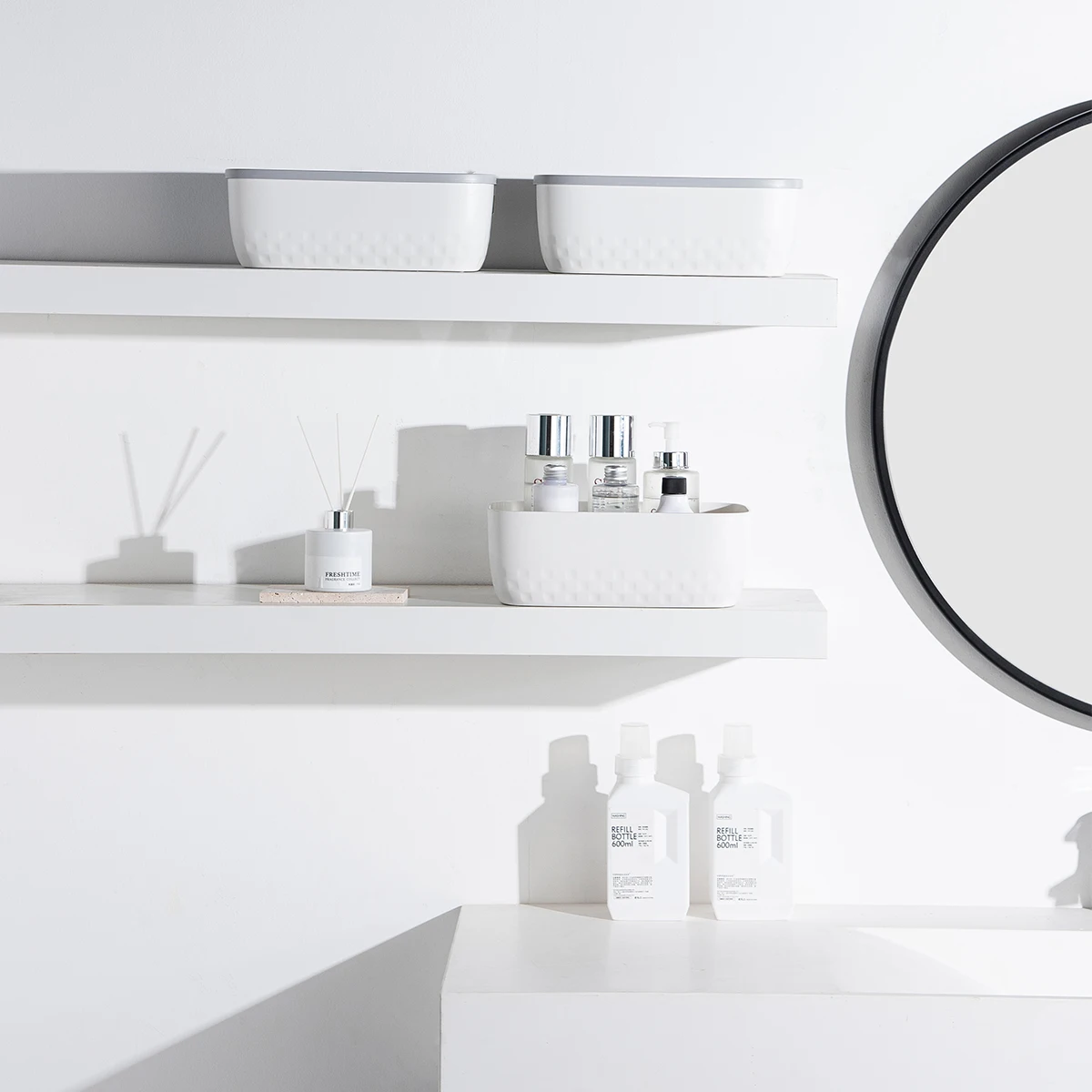 Rectangular Durable Stackable Organizer Basket Storage Bin Plastic Box With Lid