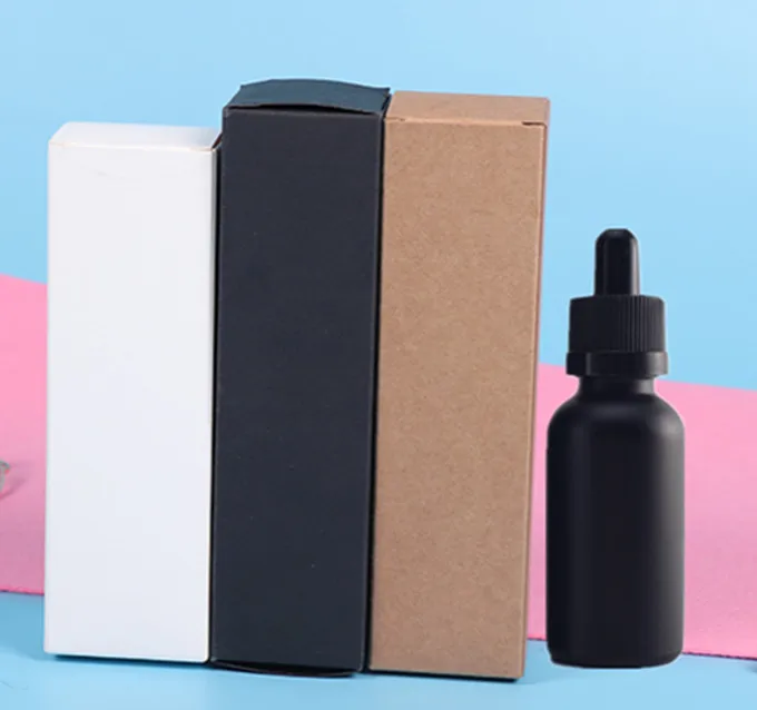 All sizes of good oil matte frosted black measuring serum paper cardboard tube cosmetic packaging for glass dropper bottle