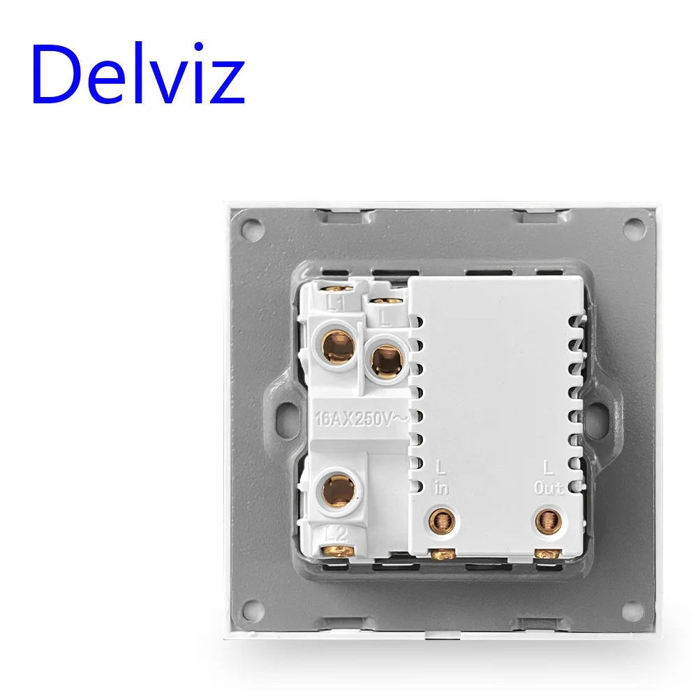 Delviz Fan Regulating Rotary controller, White/Black 86mm Tempered crystal glass Panel, Wall mounted Speed control 1 Gang Switch