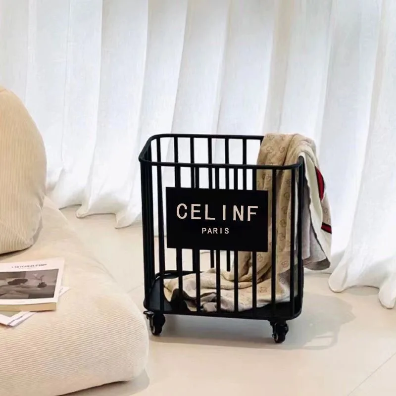 Large-size Rolling Laundry Hamper With Wheels, Metal Laundry Basket Cart For Clothes Or Linen Storage Organize