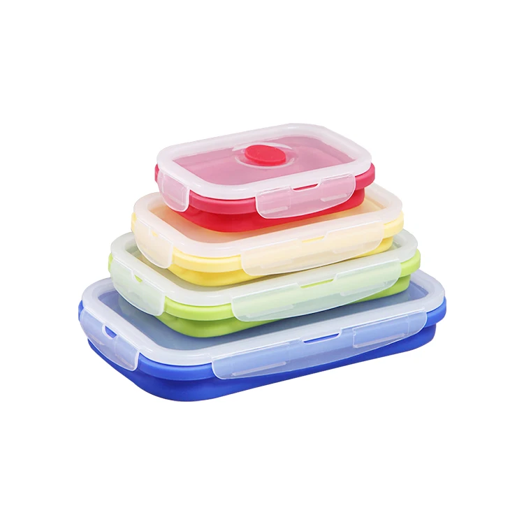 New pattern Bento box Silica Gel lunch box Portable Reusable Kitchen Folding Lunch Box  Food Storage Container
