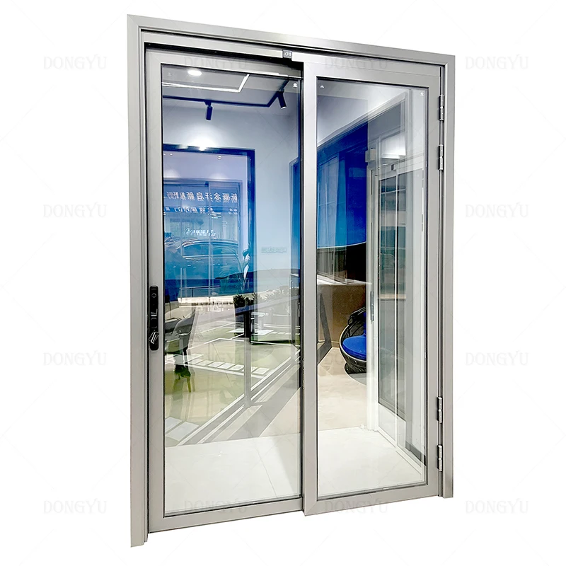 Newfangled Two Track Two Panel Aluminum PD/PT Door Double-leaf folding Swing Door modern outdoor exterior front Entry slide door