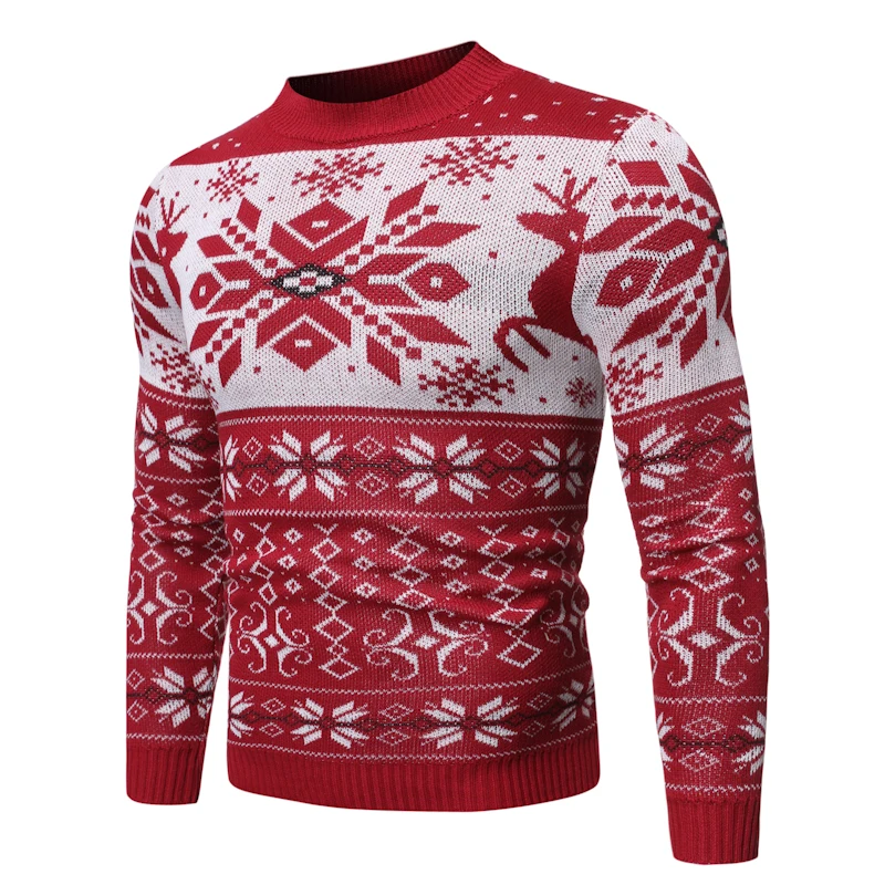 hot sale jacquard knitted ugly christmas sweater custom logo mens pullover jumper