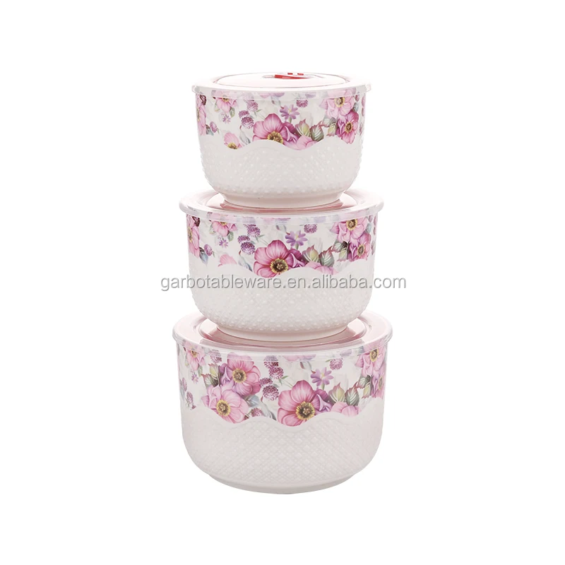 leak proof porcelain bowls with plastic lid 3 different size of ceramic bowl with gold rim design home wholesales porcelain bowl