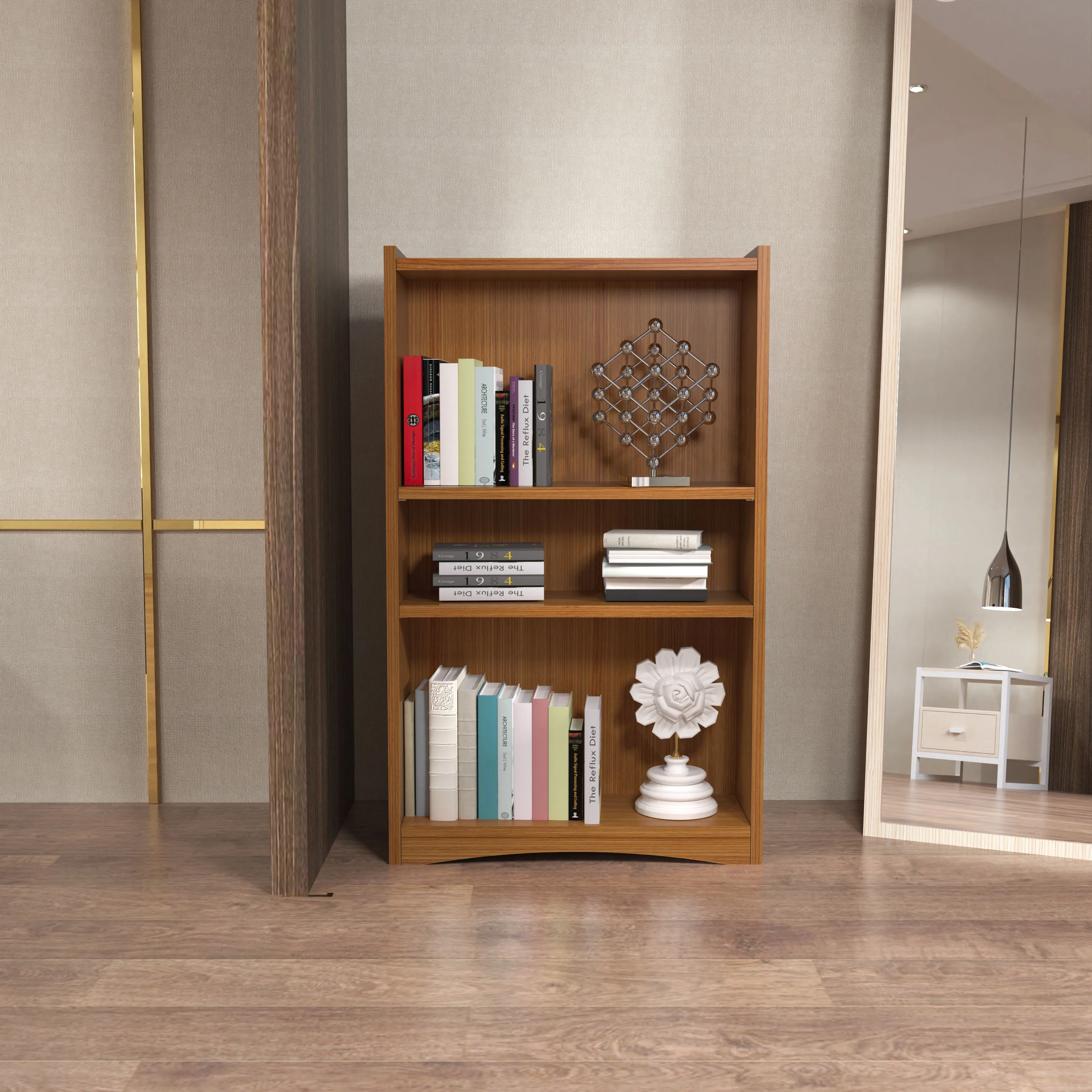 Custom minimalist home bookshelf with storage living room wooden multi-functional bookcase