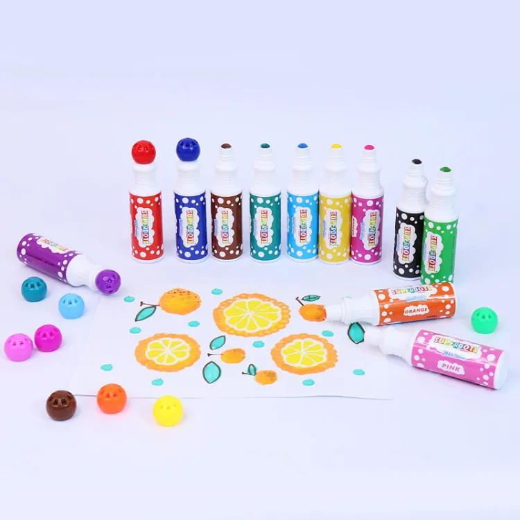 kids education toys DIY Washable Dot Marker, 12 colors Non-Toxi erasable graffiti pen toddler bingo dabber stationery gift
