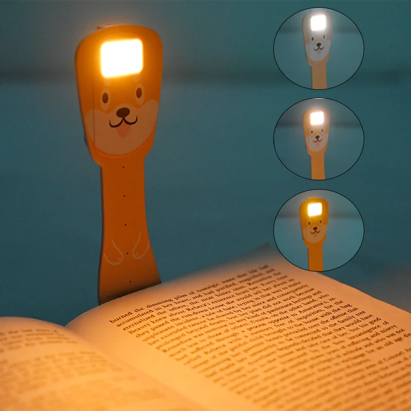 Пользовательский USB перезаряжаемый светильник для чтения книг с животными яркость регулируемый светодиодный зажим закладки