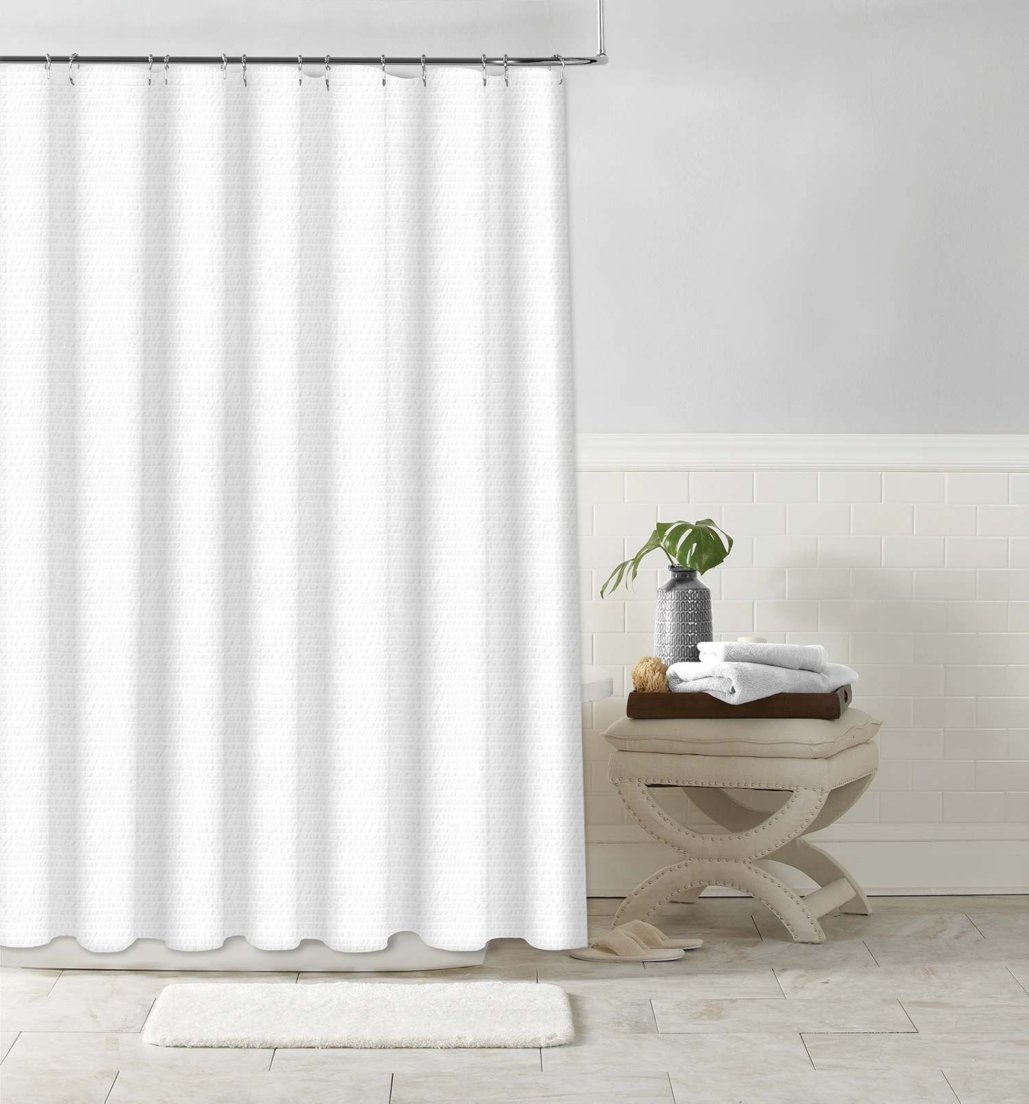 3D Geometric style embossing effect design solid colour shower curtain for hotel bathroom decorative