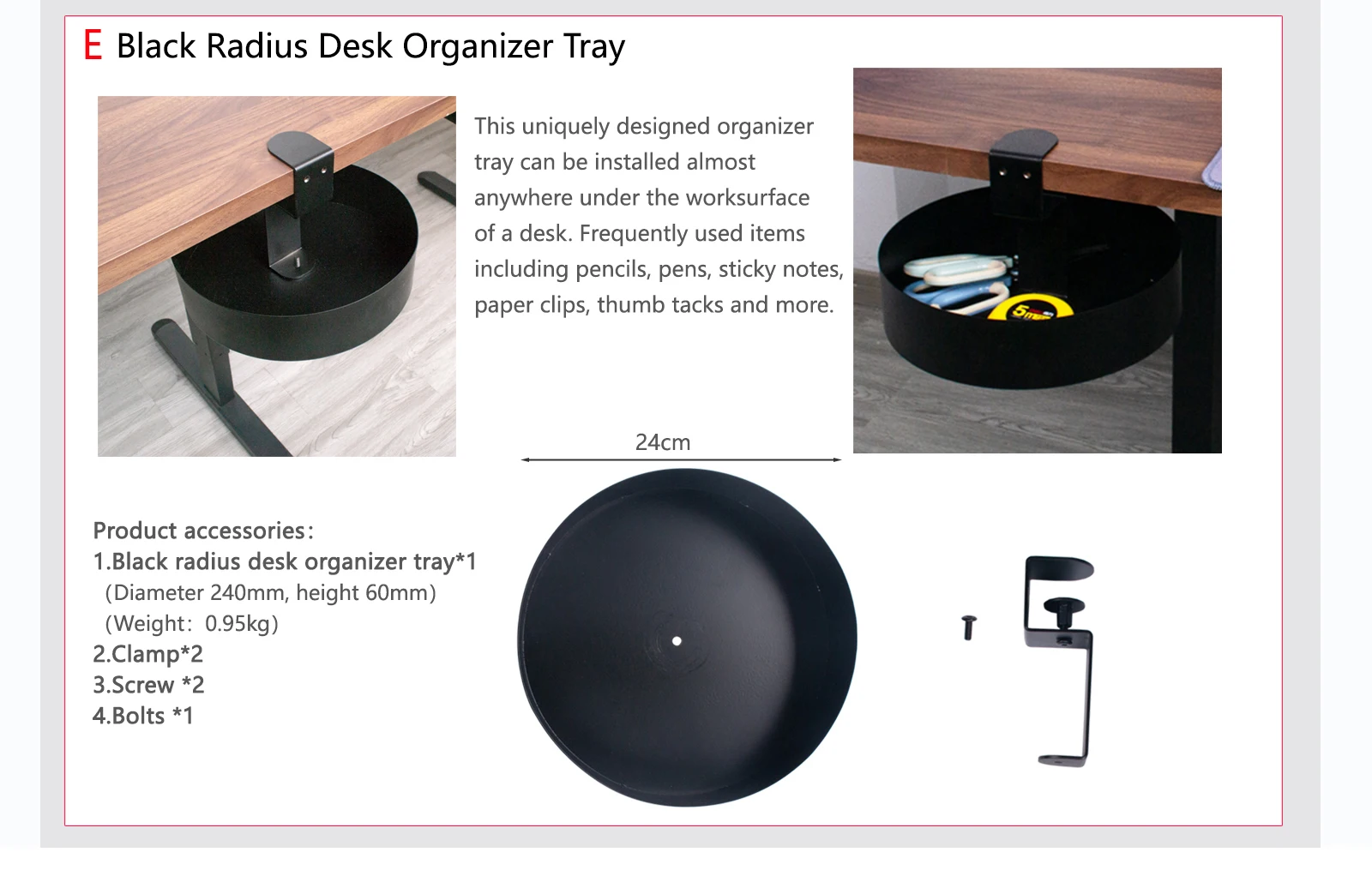 Under Desk Organizer,Cup Holder,Table Management Tray, Swivel Pencil Drawer