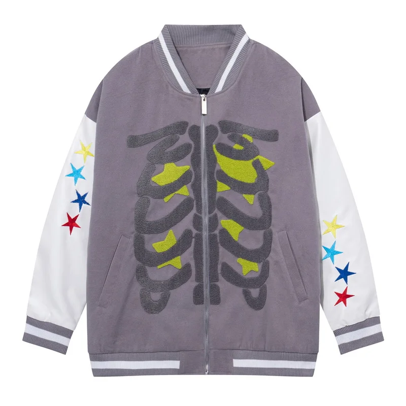 latest American Harajuku unisex Bone love Towel oversize embroidery popular High Street coat Baseball jacket