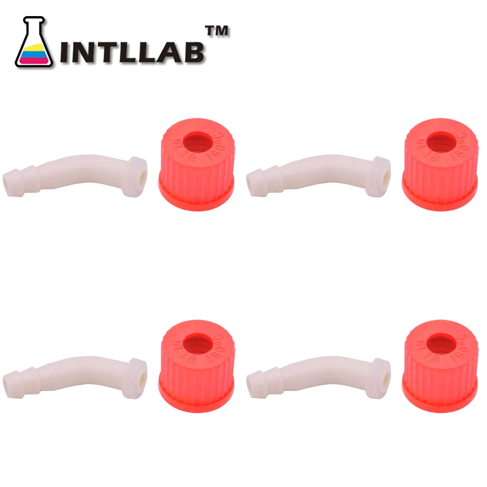 INTLLAB 4PCS GL18-OL Open Top Screw Caps for Laboratory Glass Bottles, High Temperature PBT, 18 mm