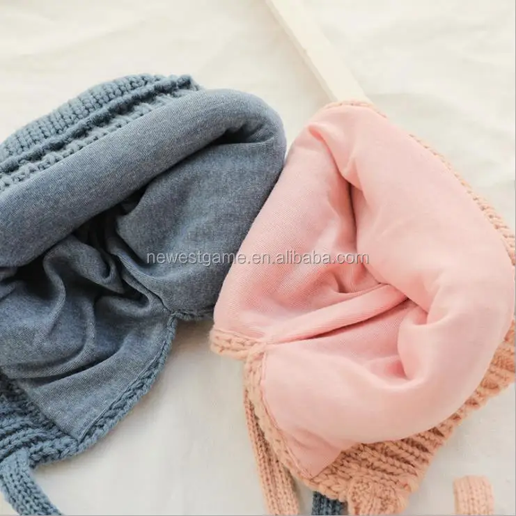 wholesale retail Baby dinosaur hat cartoon sweater caps thick warm ear cap knit hats for children baby free shipping