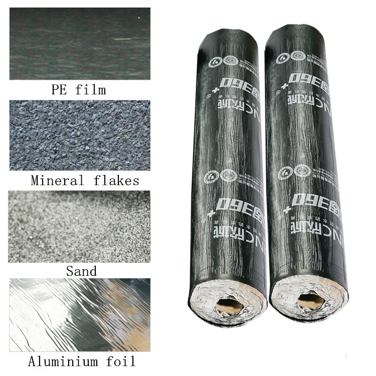Self-Adhesive Bitumen Waterproof Membrane Aluminum Foil Surface waterproof breathable roof membrane