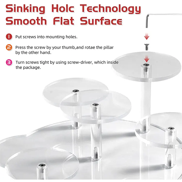 Custom Transparent Round Acrylic Cupcake Snack Drink Display Stands Can Also Be Used For Jewelry Display Stands