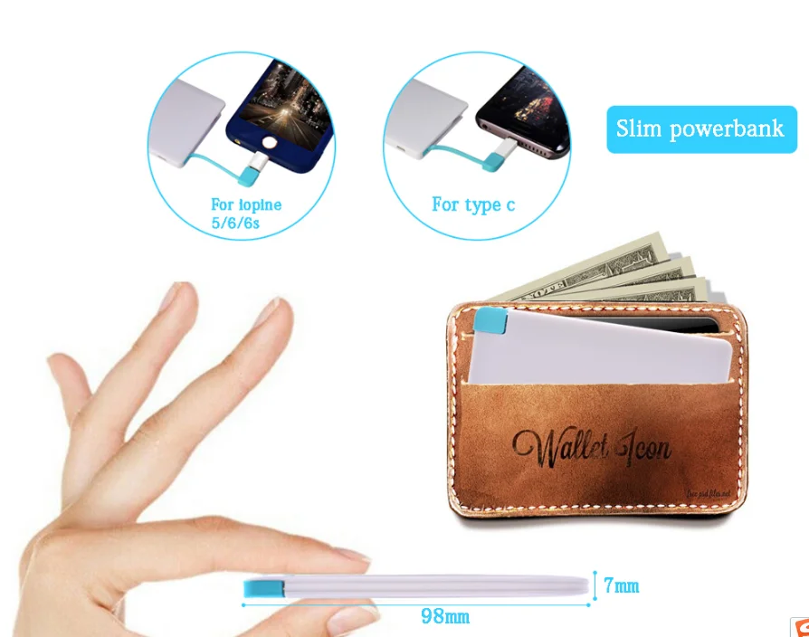 Ultra Thin power bank 4000mAh Portable Charger Backup External Battery slim power bank for iphone x 8 7 samsung s9 plus
