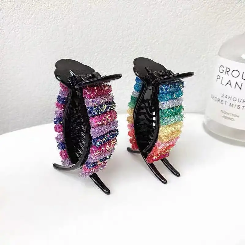 
korean style cute sweet rainbow hair claw clip women plastic contracted design hair clips hair clamp fashion 