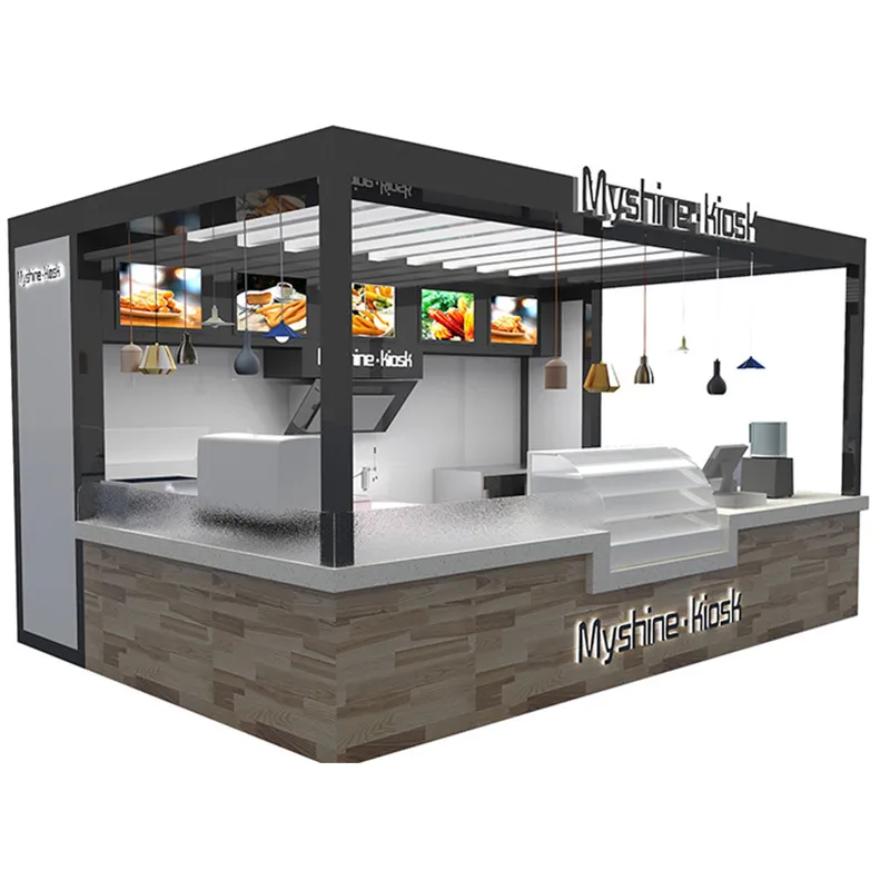Best Selling Retail Snack Food Shop Pizza Kiosk Counter Design fast food kiosk
