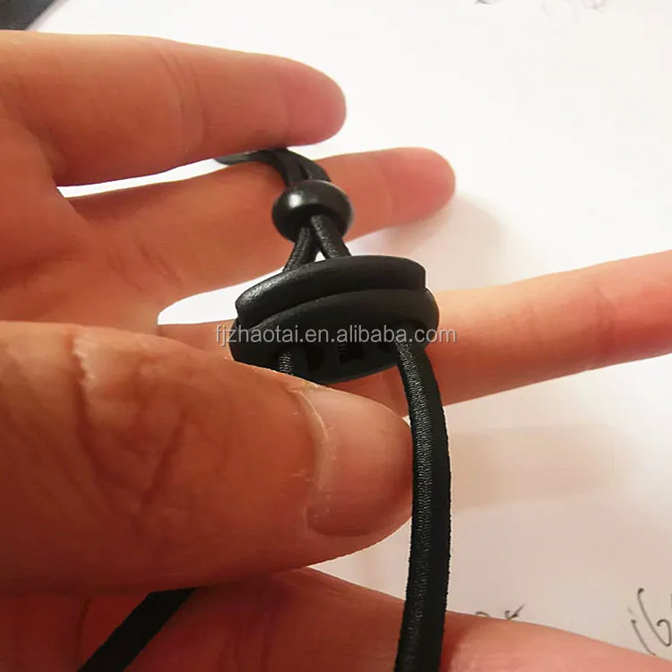 Wholesale Adjustable toggle white and black rubber silicone stopper buckle for mask 3mm stretch rope adjustment