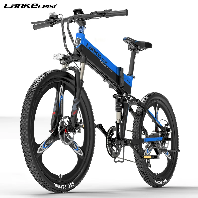 
LANKELEISI XT750 electric bicycle 400W ebike 48v14.5AH lithium battery 26 inch folding e bike Double shock absorber 