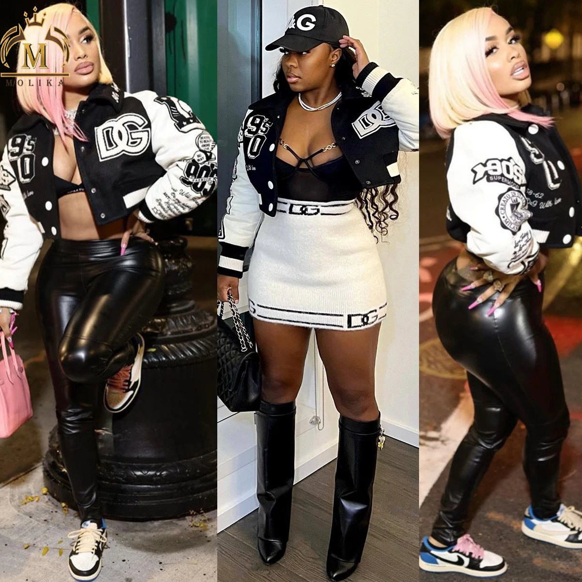 2023 Fall Winter Casual Women Jacket Coat Patchwork Crop Active Gym Sport Wear Baseball Women Bomber Jacket For Women