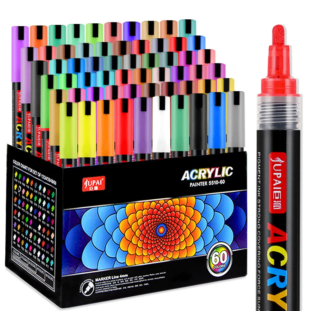 12/24/36/48/60 colors Eco friendly Painting Art Markers 3.0mm Acrylic Pens Paint Marker Set for kids